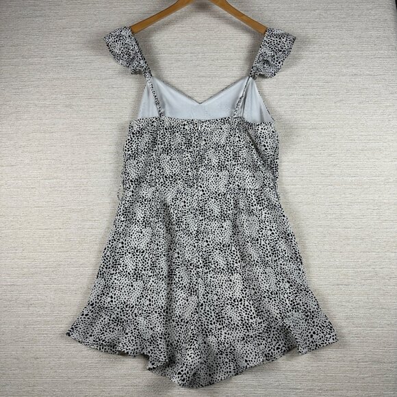 Dalmatian Print Sleeveless Ruffle Strap Romper Mod On Trend  Womens L Feminine - Picture 2 of 12